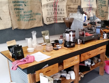Coffee appreciation travel show -Barista Banter setup